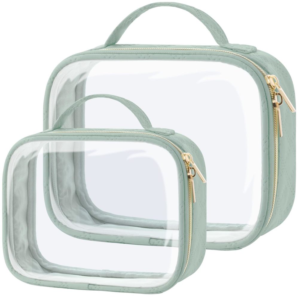 Tsa Approved Toiletry Bag, 2 Pack Clear Makeup Bags With Handle Large Opening,😍